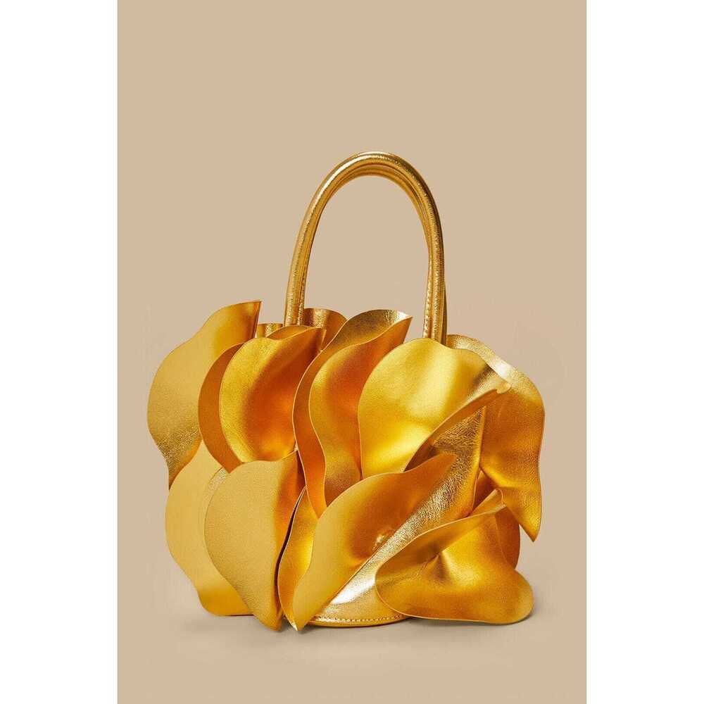 Farm Rio Gold Leather Flower Bag